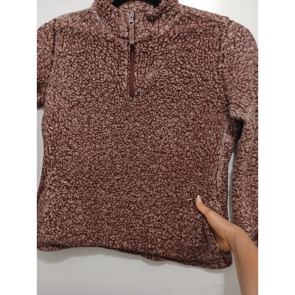 Weatherproof Vintage Sherpa Sweater Cozy Pullover Sz S Frosty Dark Pink Fleece - Picture 7 of 16